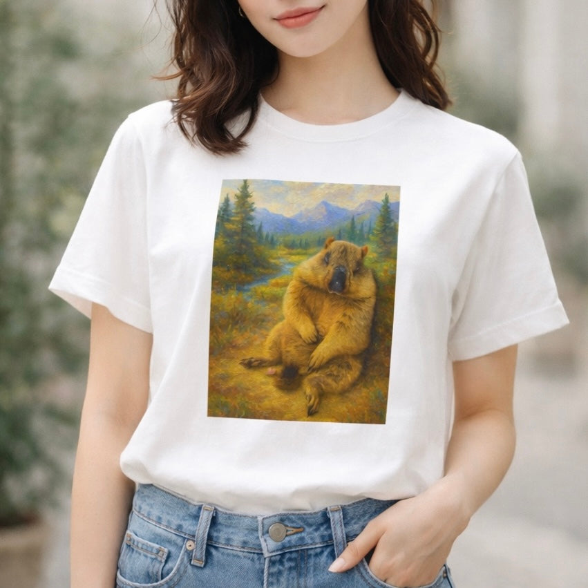寝落ちまもちTシャツ – マーモット村