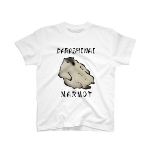 日本画風だらしないマーモット半袖Tシャツ by サザヱ